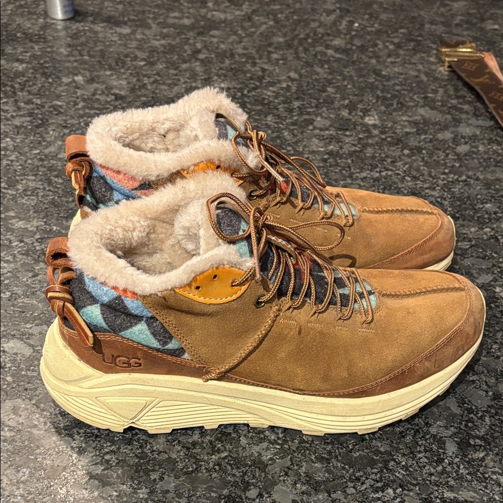 UGG Tan Suede shoes with Colorful Pattern